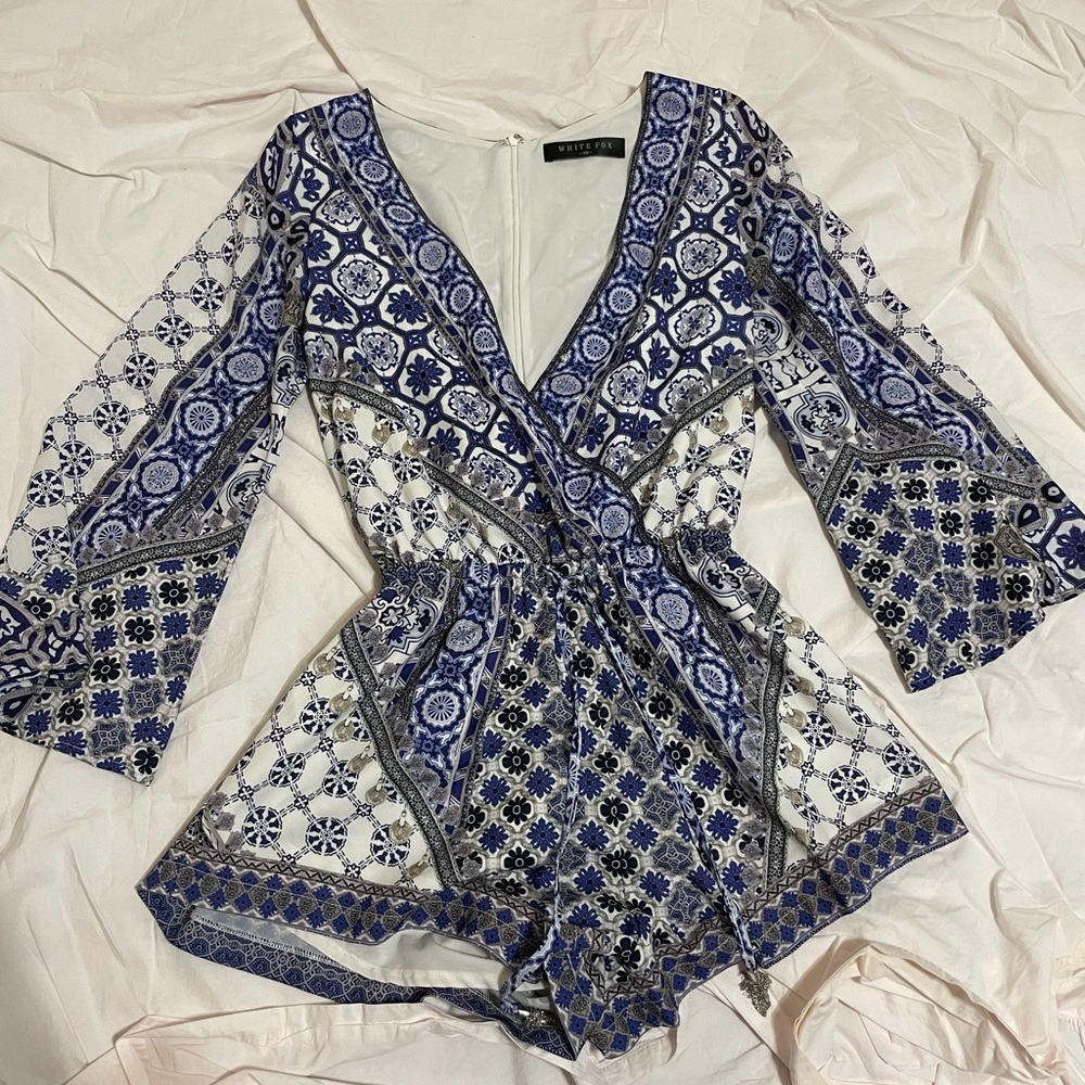 White Fox Boutique - Adilah Playsuit - Medina Blue - XS